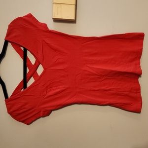 No boundaries, small, orange fitted tee shirt w/ criss cross back
